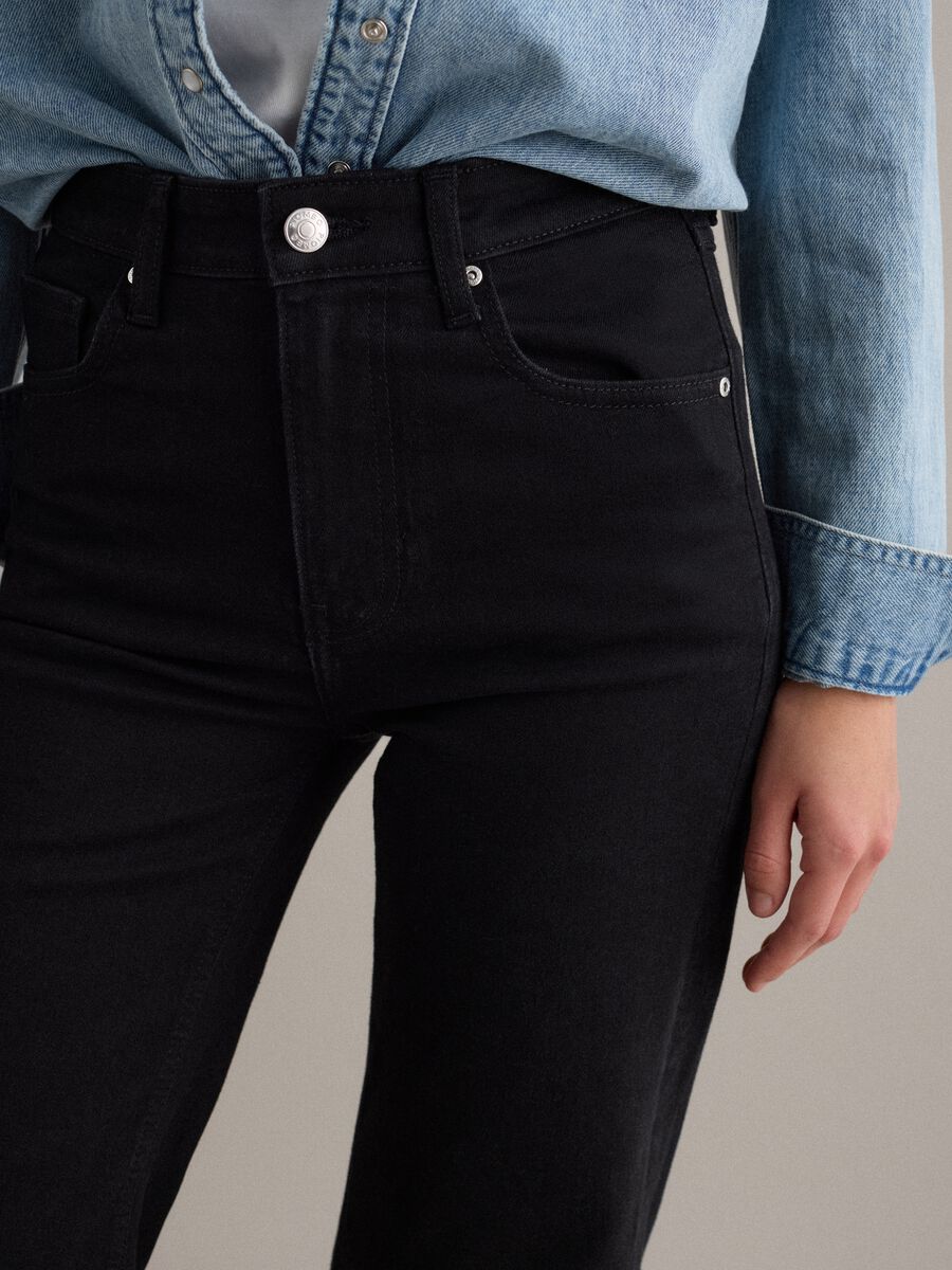 Black stretch cotton bootcut jeans_3