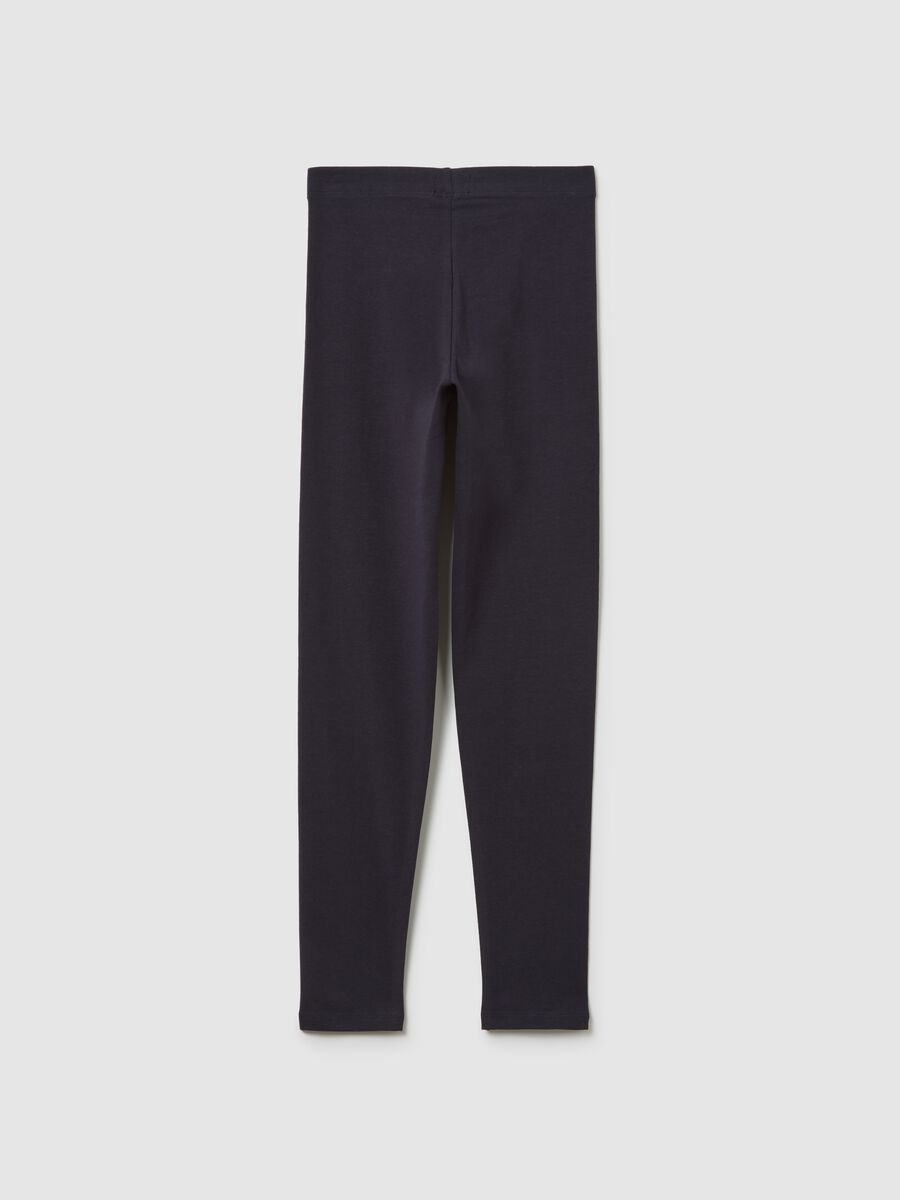 Girls' Skinny Fit Blue Cotton Leggings_1