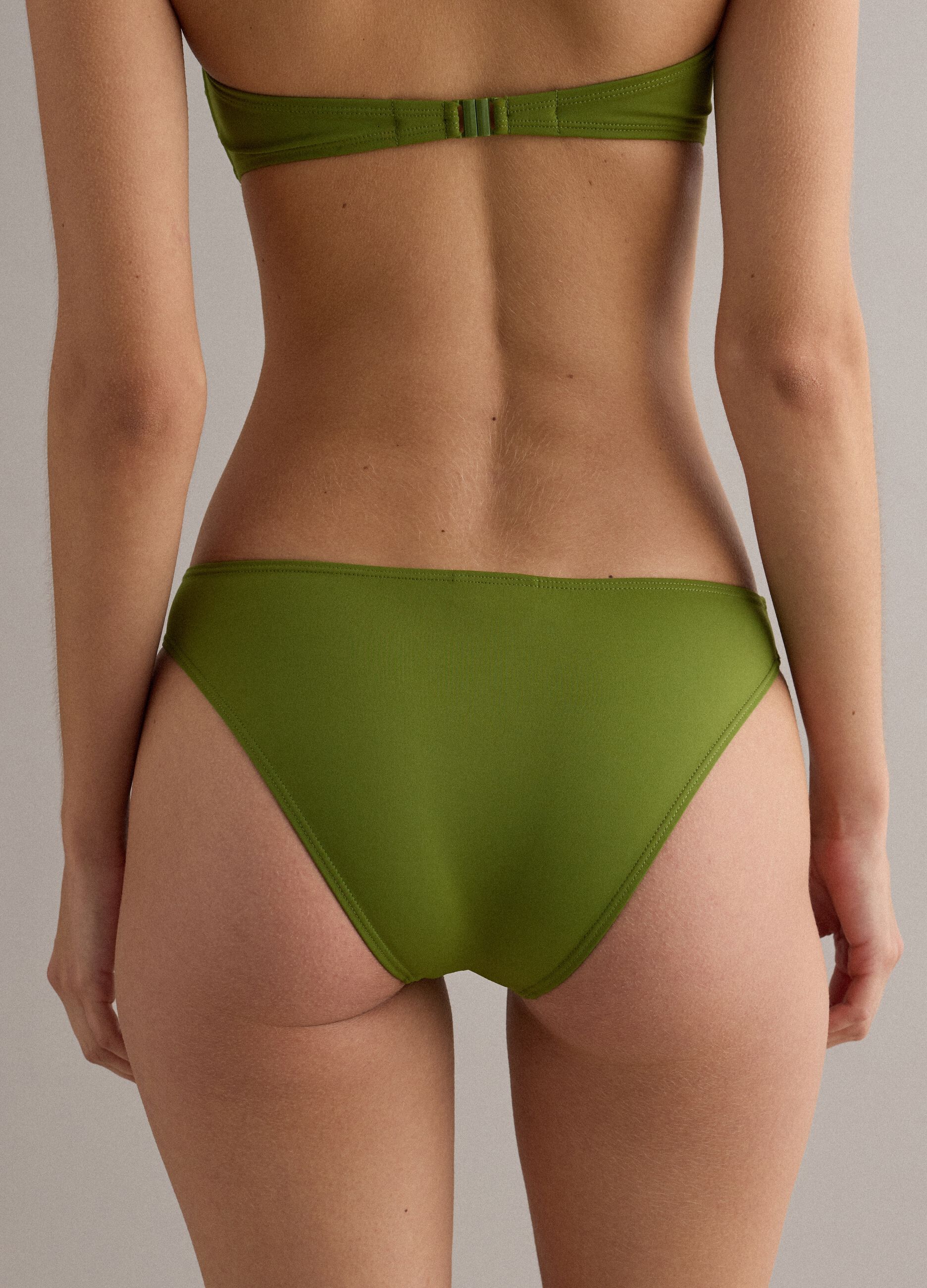 Green stretch-fabric bikini bottoms