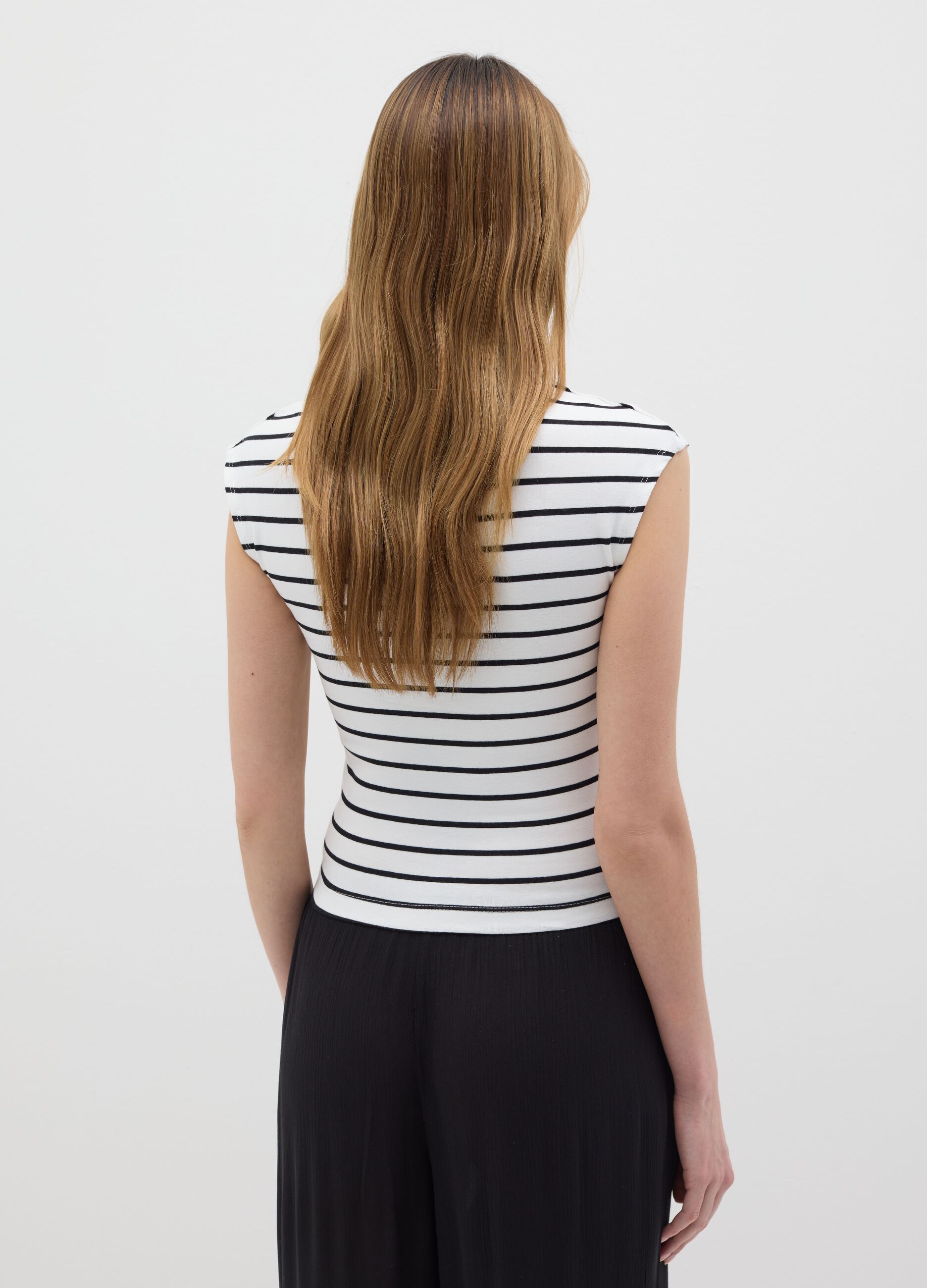 Women's multicoloured fitted vest top in stretch cotton