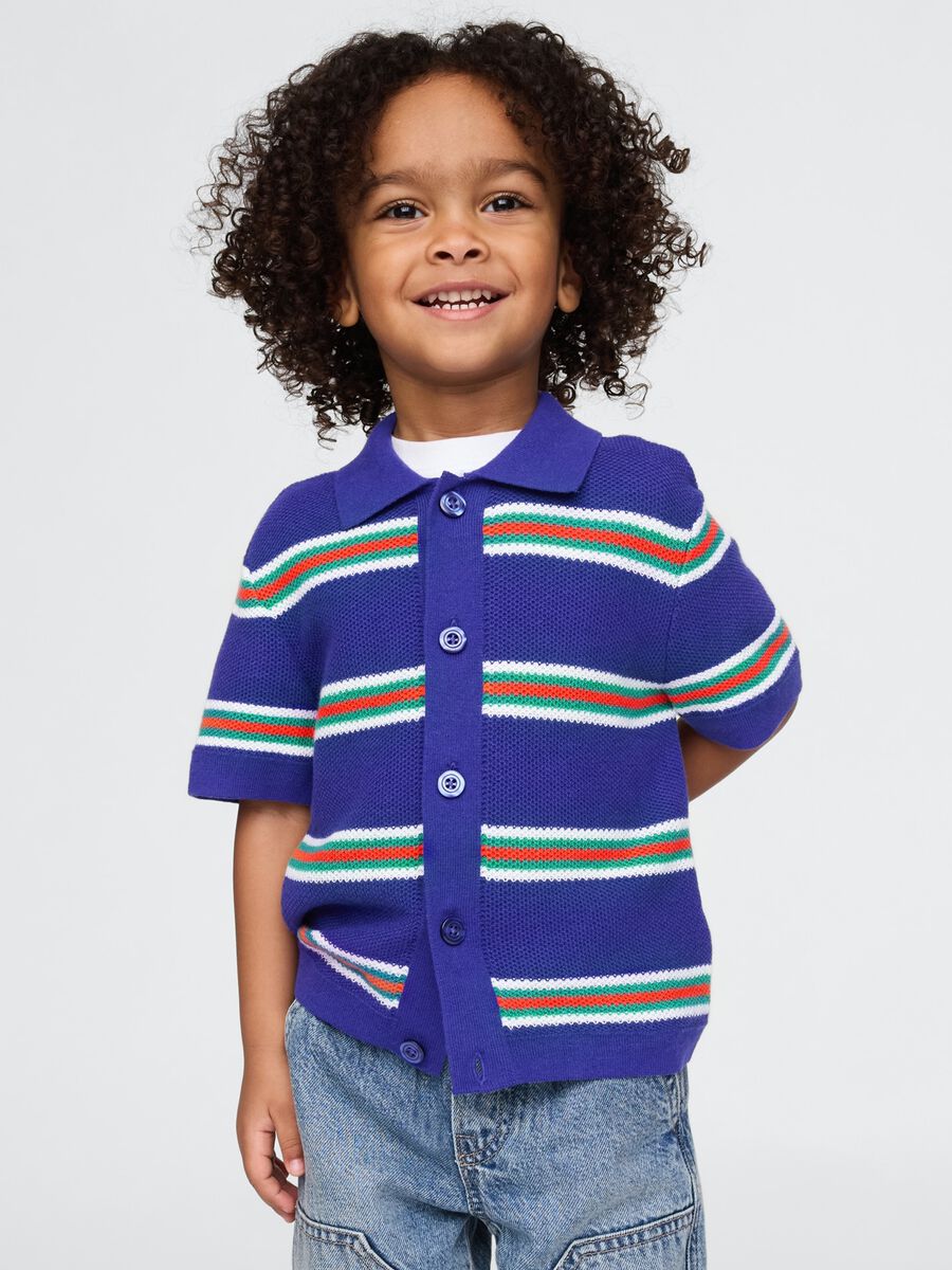 Multicolour striped polo in pure cotton_0