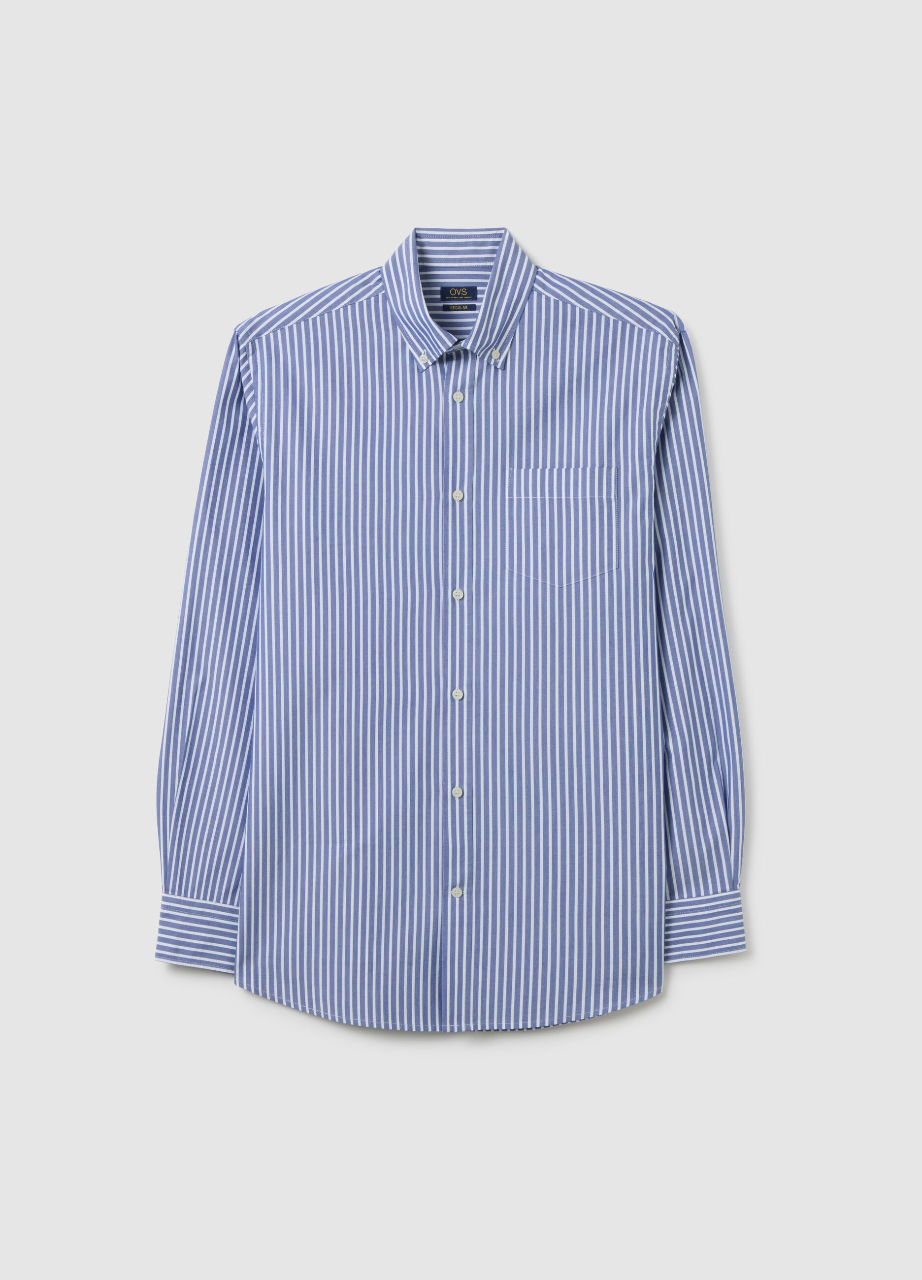 Blue Cotton Blend Regular Fit Shirt