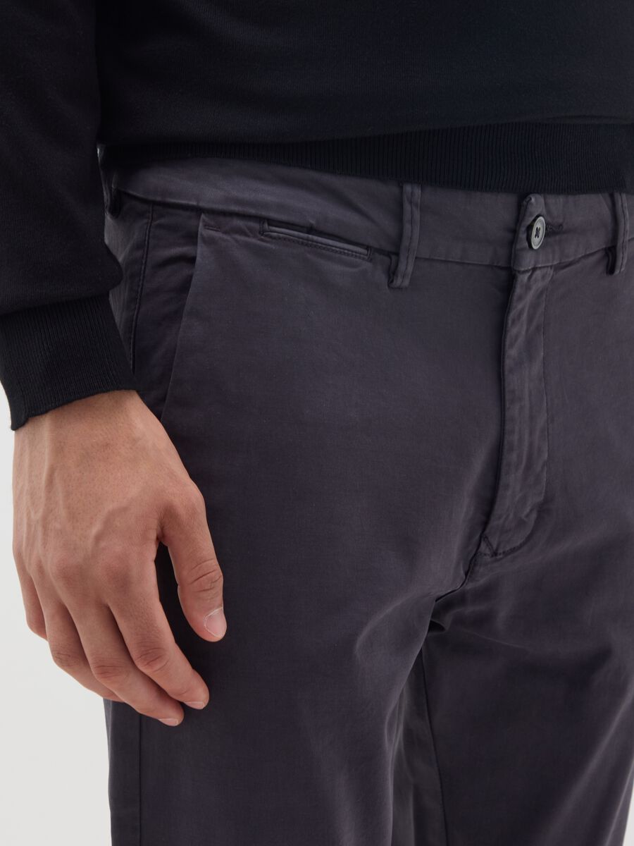 Blue Stretch Cotton Trousers Regular Fit_3