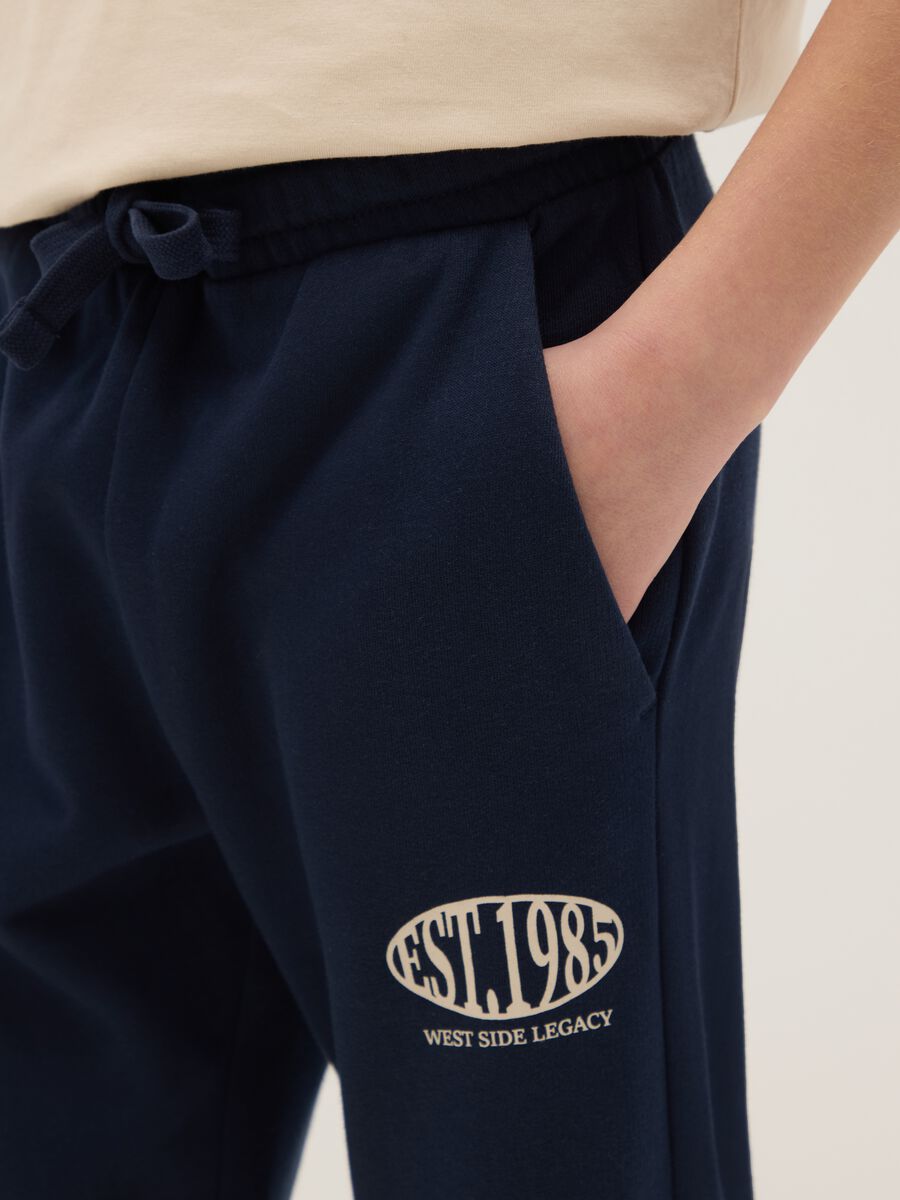 Pantaloni jogger blu da ragazzo in puro cotone regular fit_2