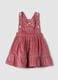 Pink pure cotton dress with ribbed square neckline, regular fit_0