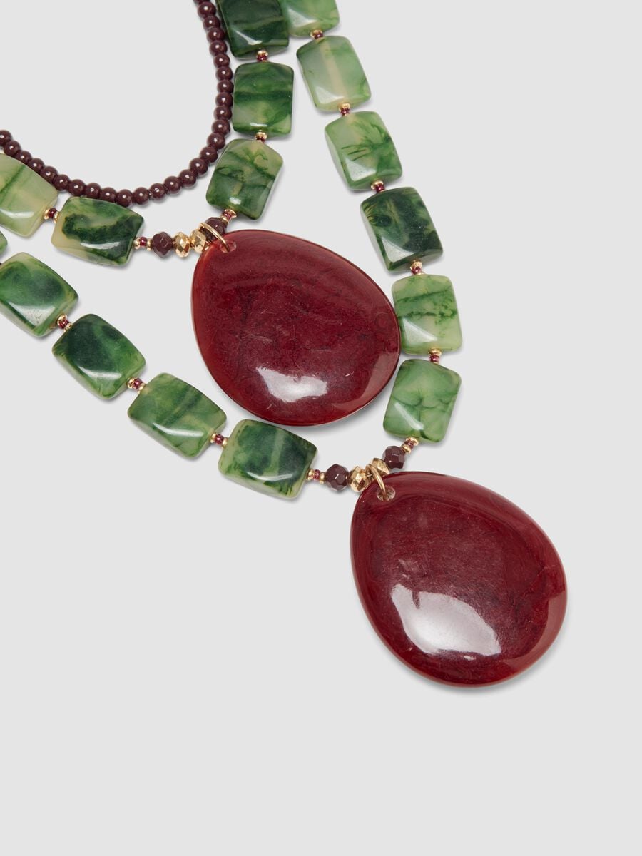 Green and blue double-strand necklace with pendants_3