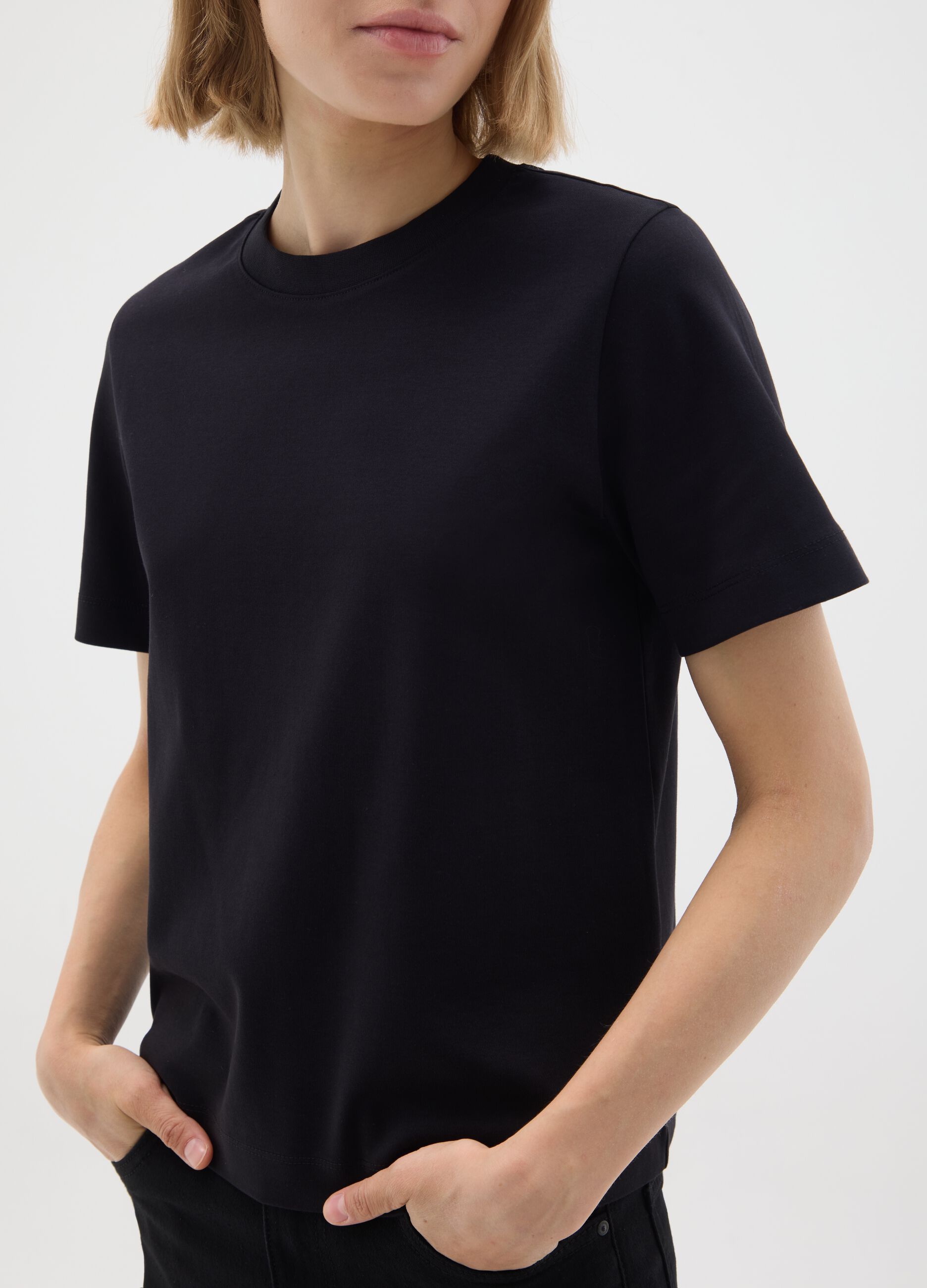 T-shirt in puro cotone nero regular fit