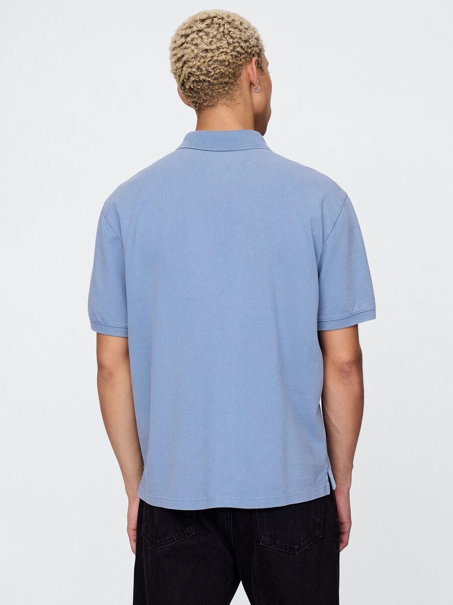 Blue short sleeve cotton polo by Gap_2