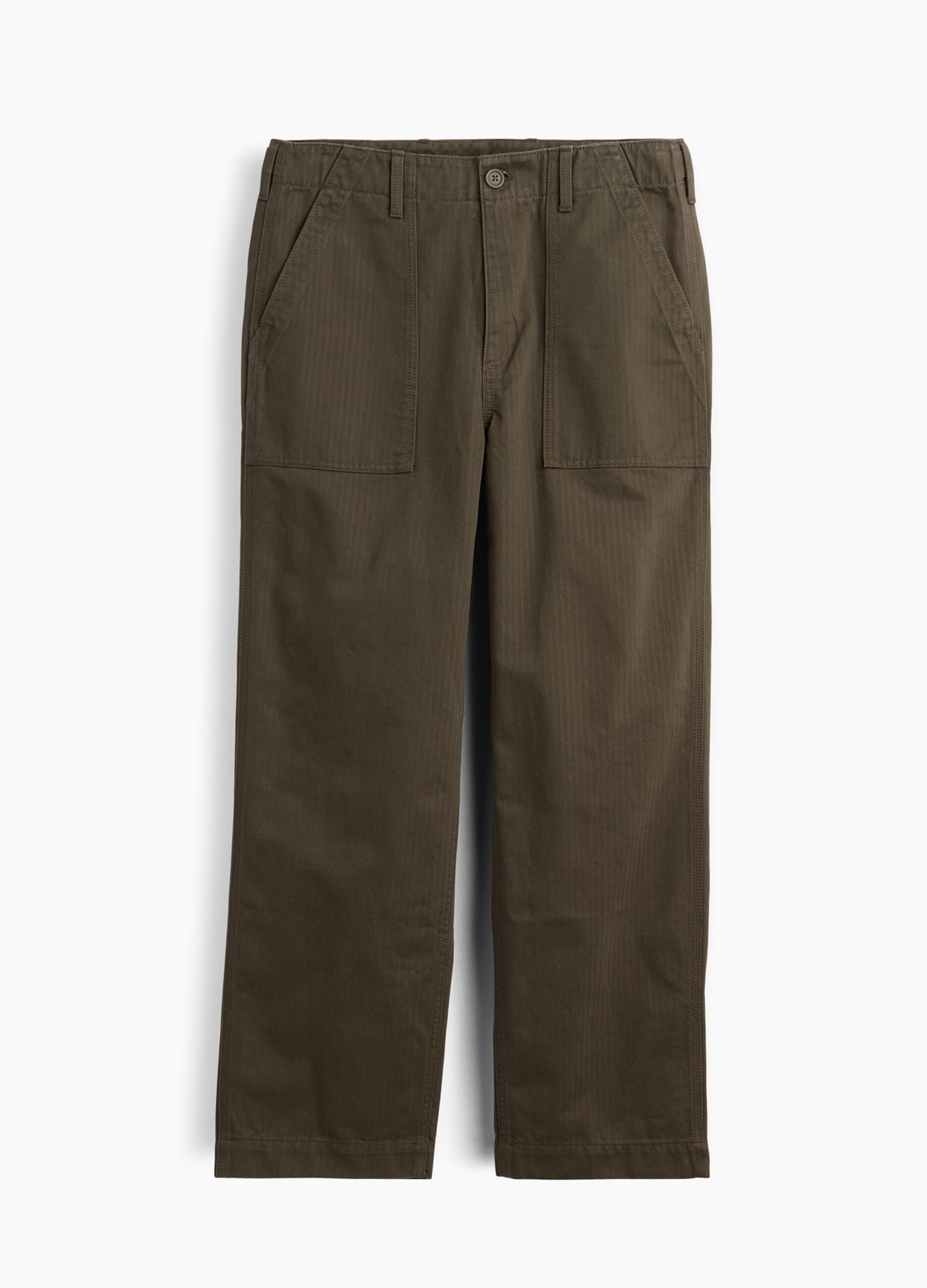 Pantaloni giallo ocra in puro cotone con tasche applicate