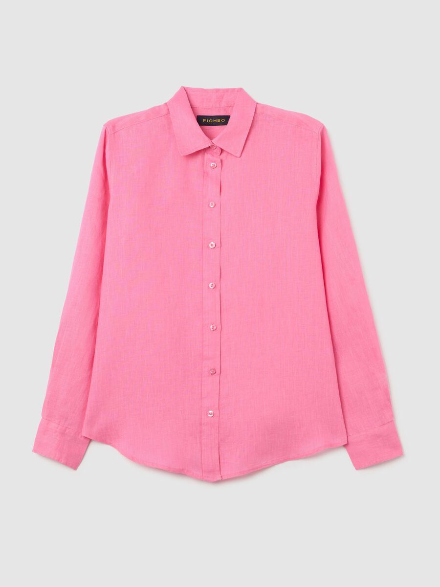 Regular-fit shirt in pink linen_4