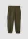 Green slim-fit stretch cotton cargo trousers_0