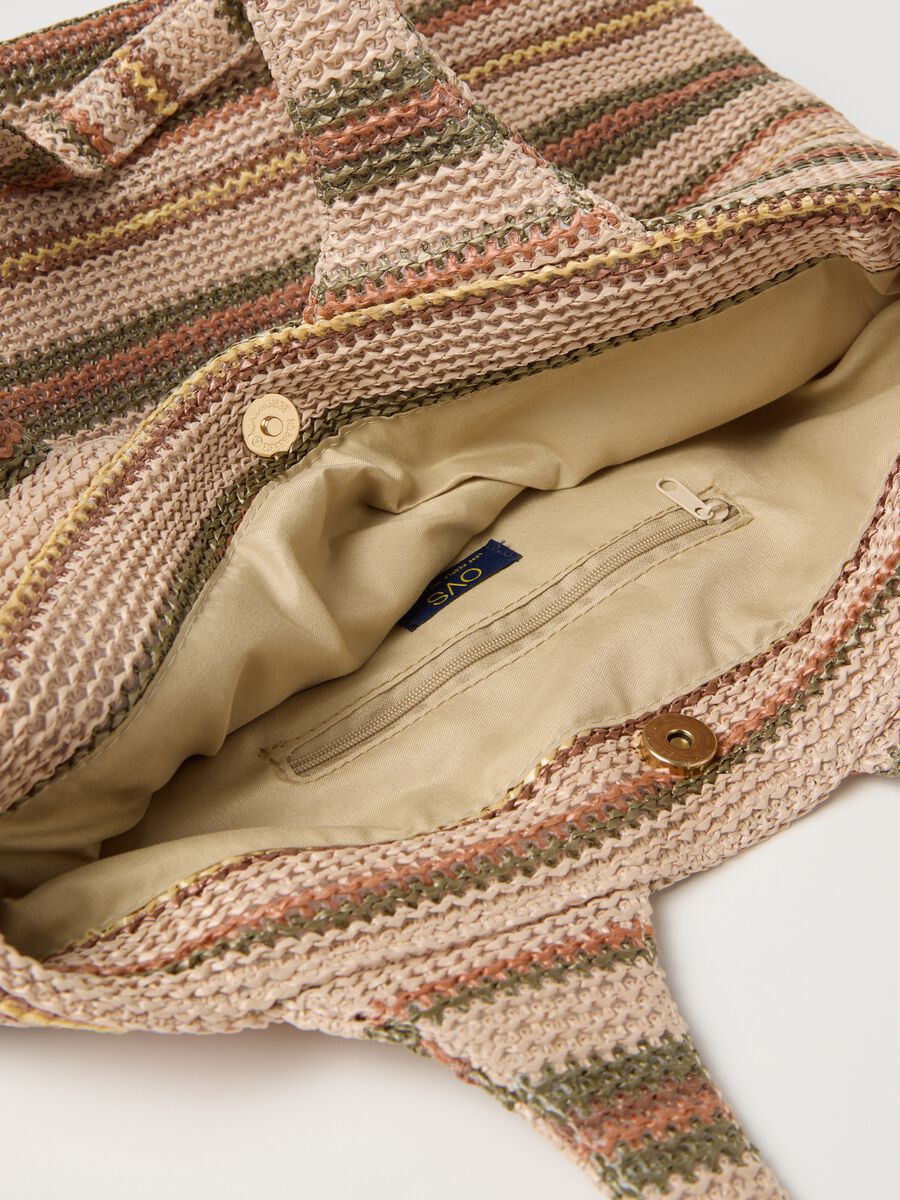 Multicoloured striped beach bag in mixed materials by Ovs_2
