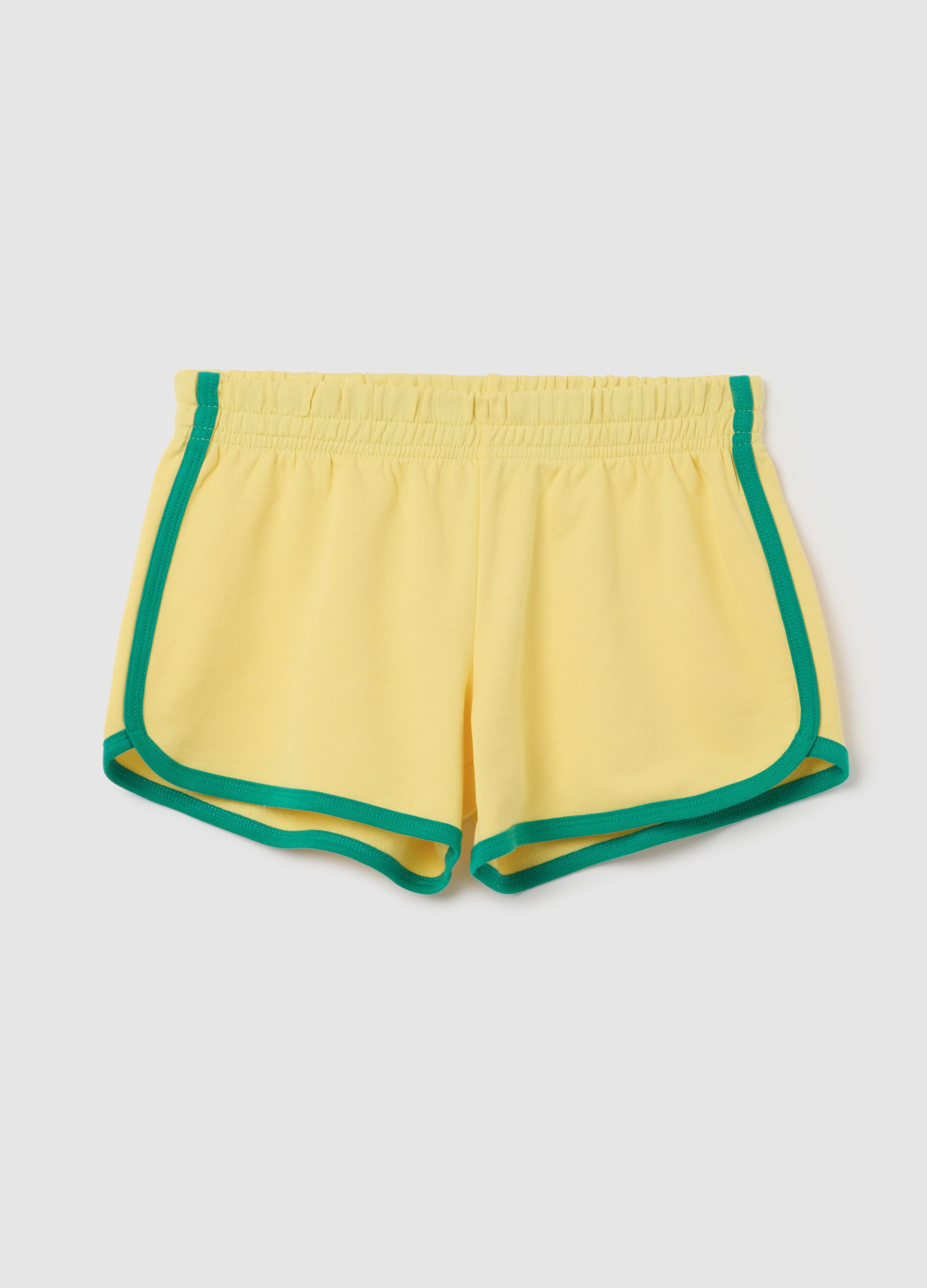 Short da donna in puro cotone giallo regular fit con stampa