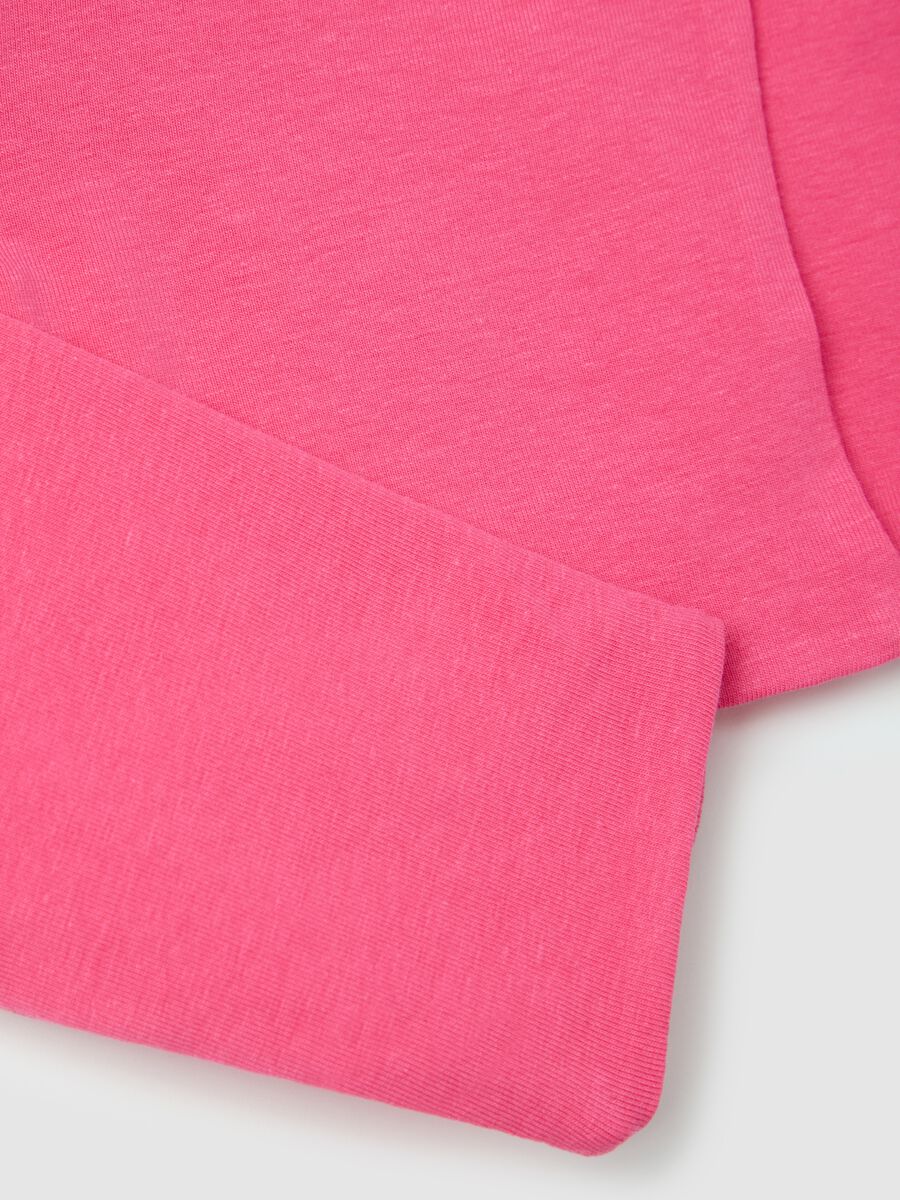Pink long-sleeve cotton stretch T-shirt OVS Kids_3