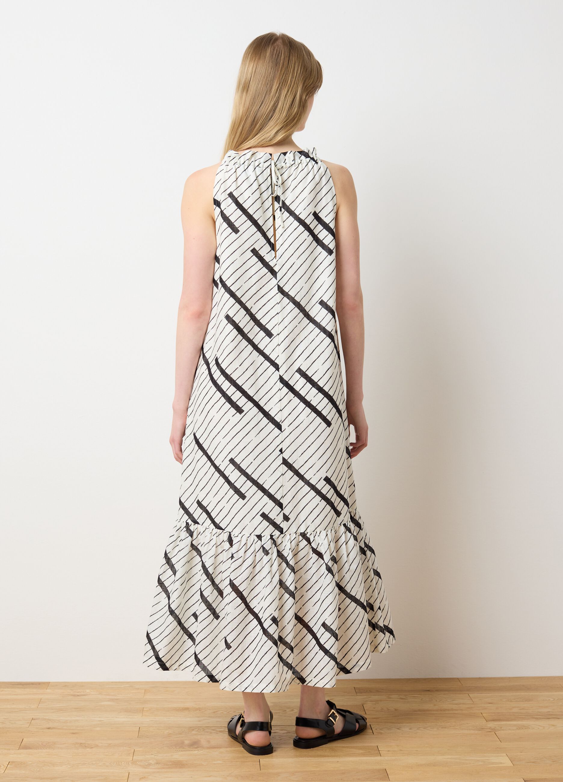 Women's long dress in pure multicolour cotton, oversized