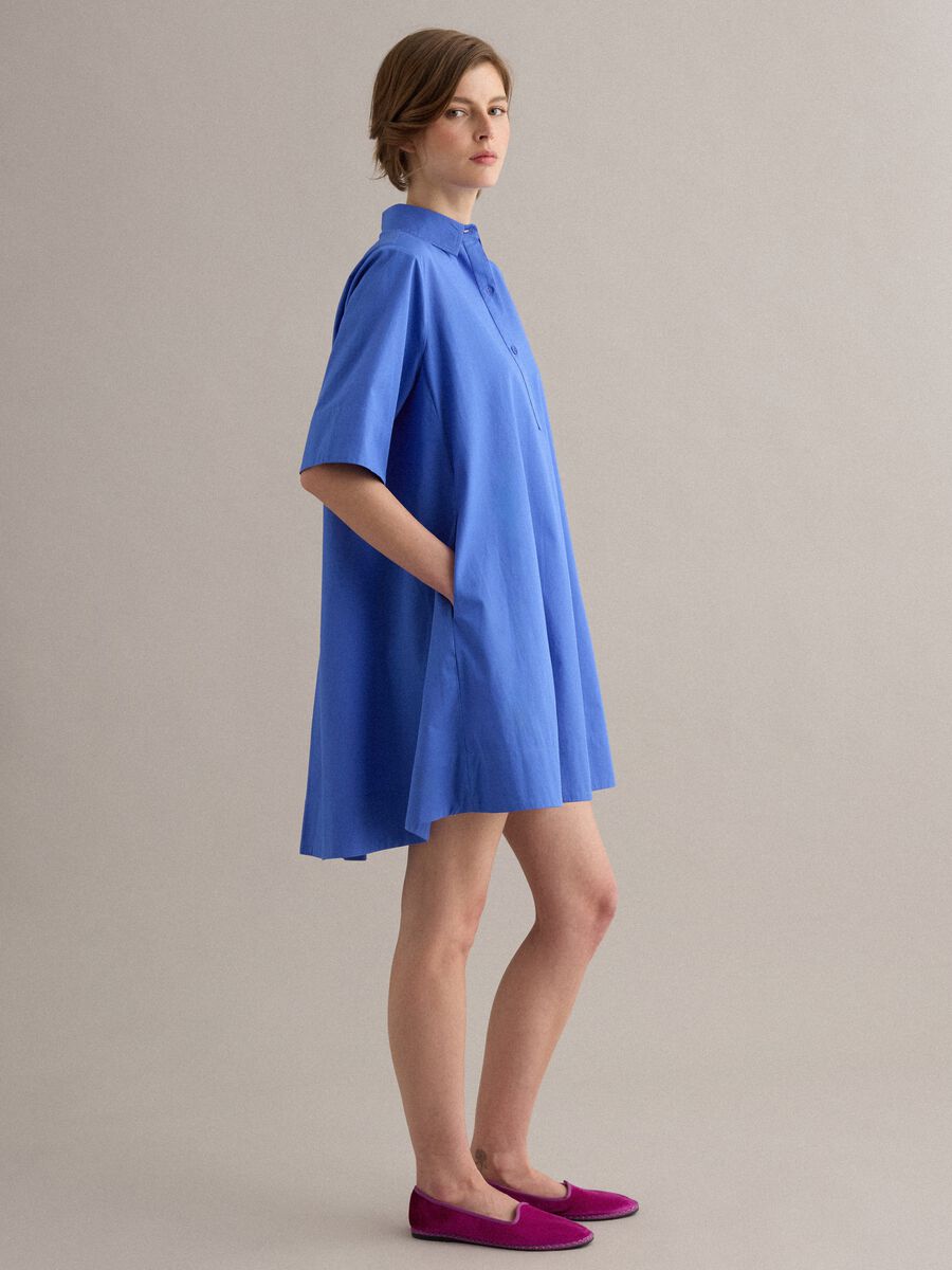 Blue pure cotton shirt dress_1
