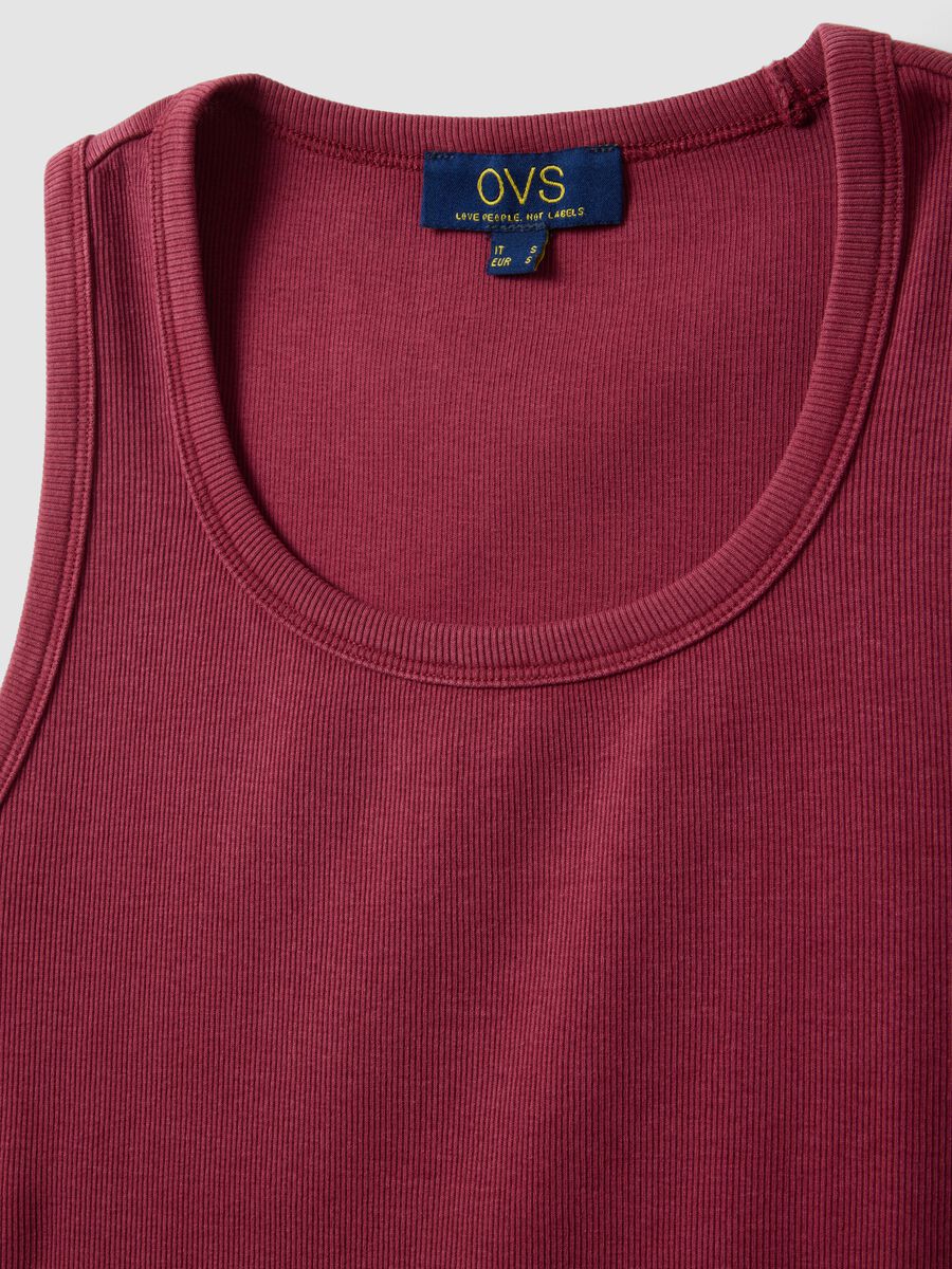 Red stretch cotton vest top, regular fit_5