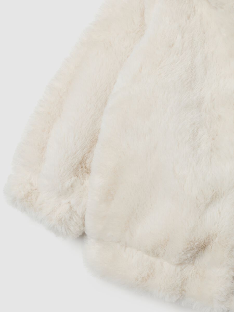 Beige regular fit zip-up hoodie for girls_3