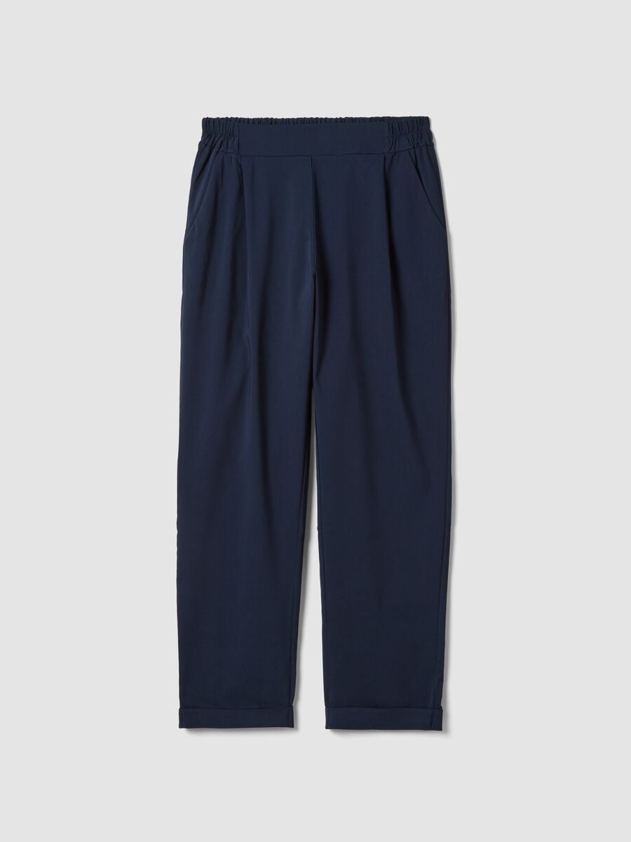 Pantaloni blu in viscosa elasticizzato regular fit_0