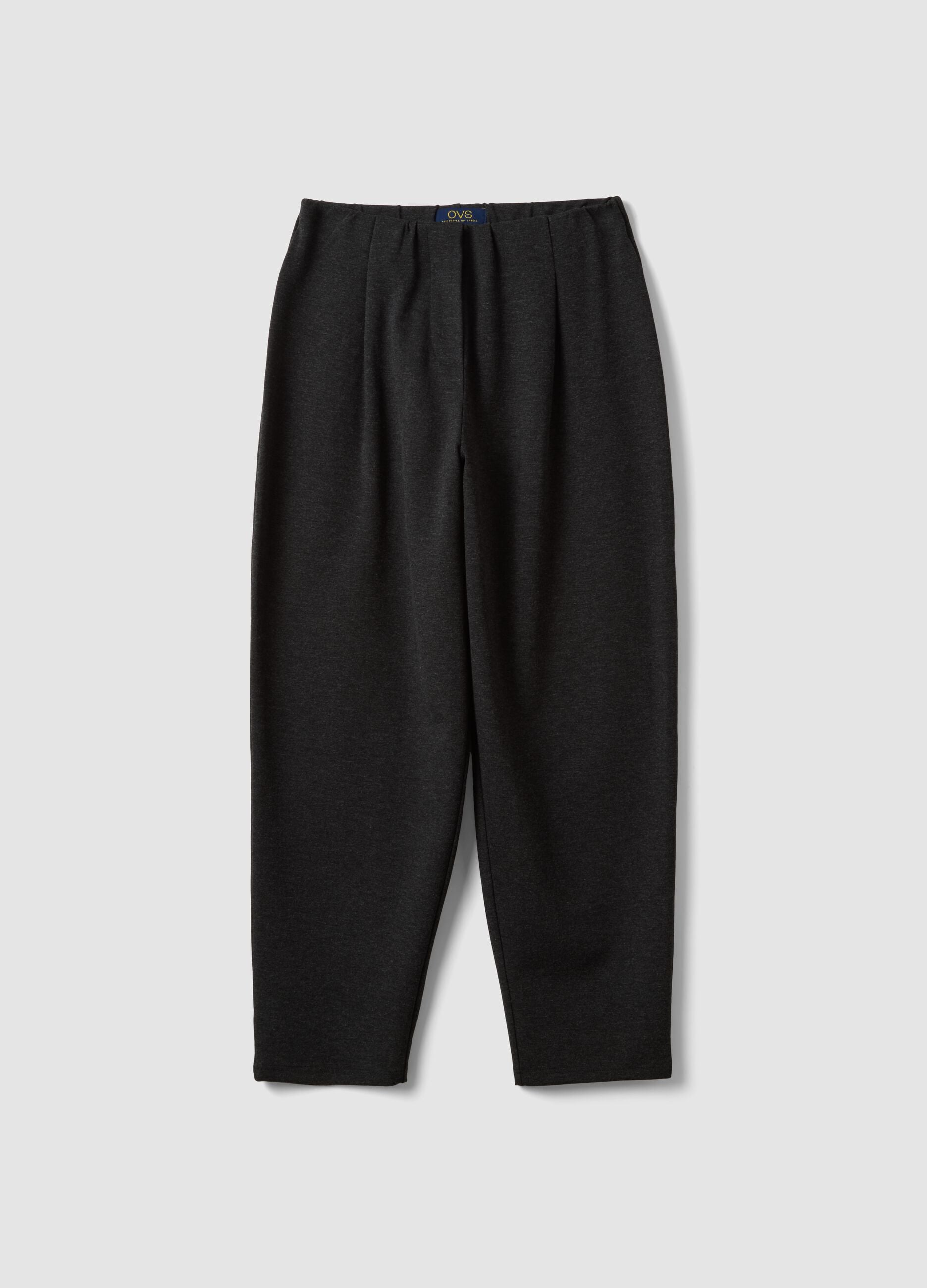 Black Milano-knit jogger trousers in stretch viscose, barrel fit