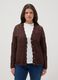 Brown pure cotton cardigan regular fit with lace pattern_2