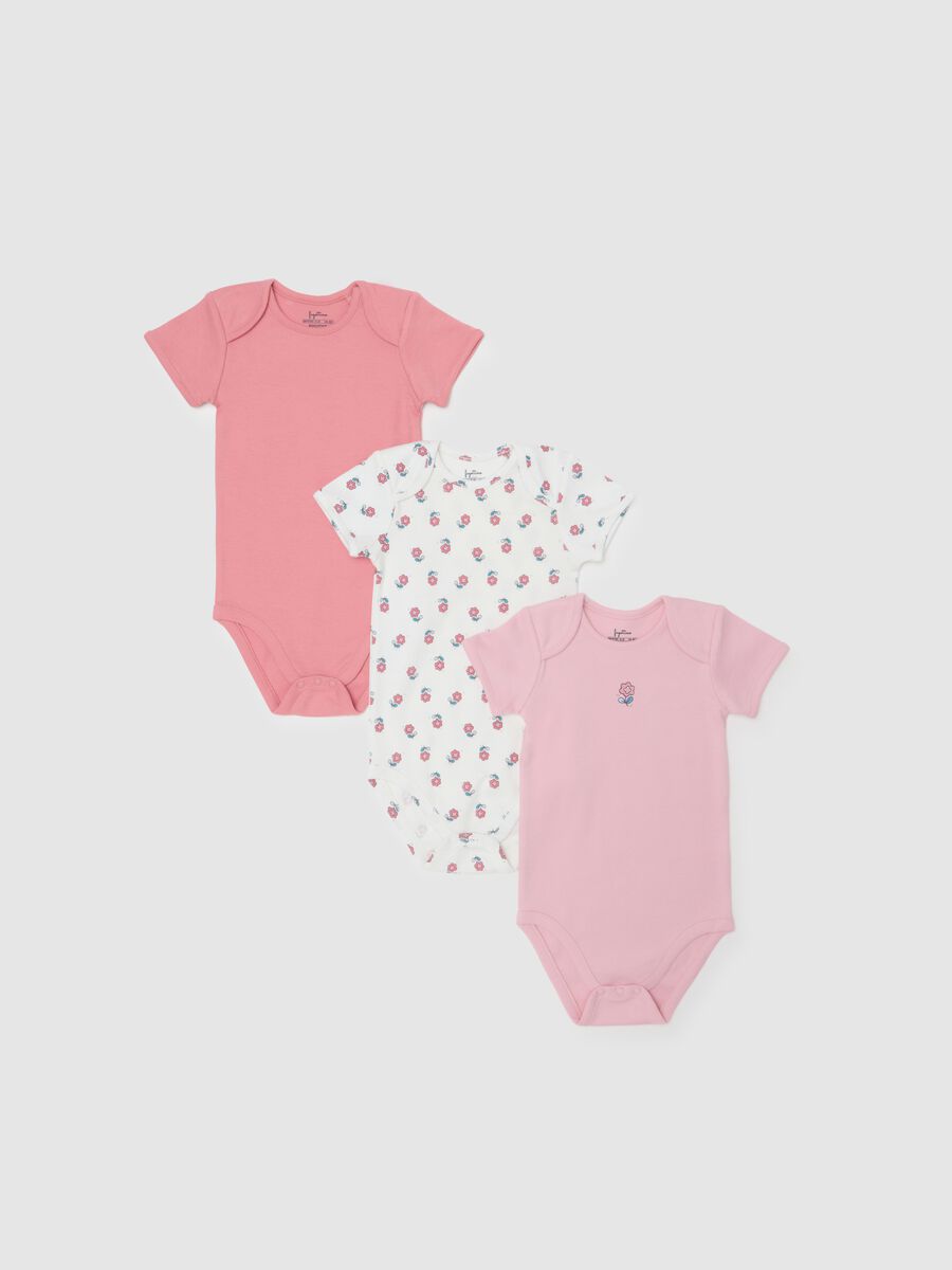 Set of three-pack bodysuits for girls in multicolour pure cotton_0