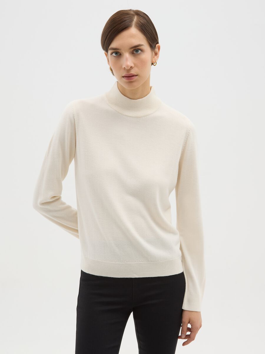 White regular fit high-neck sweater_0