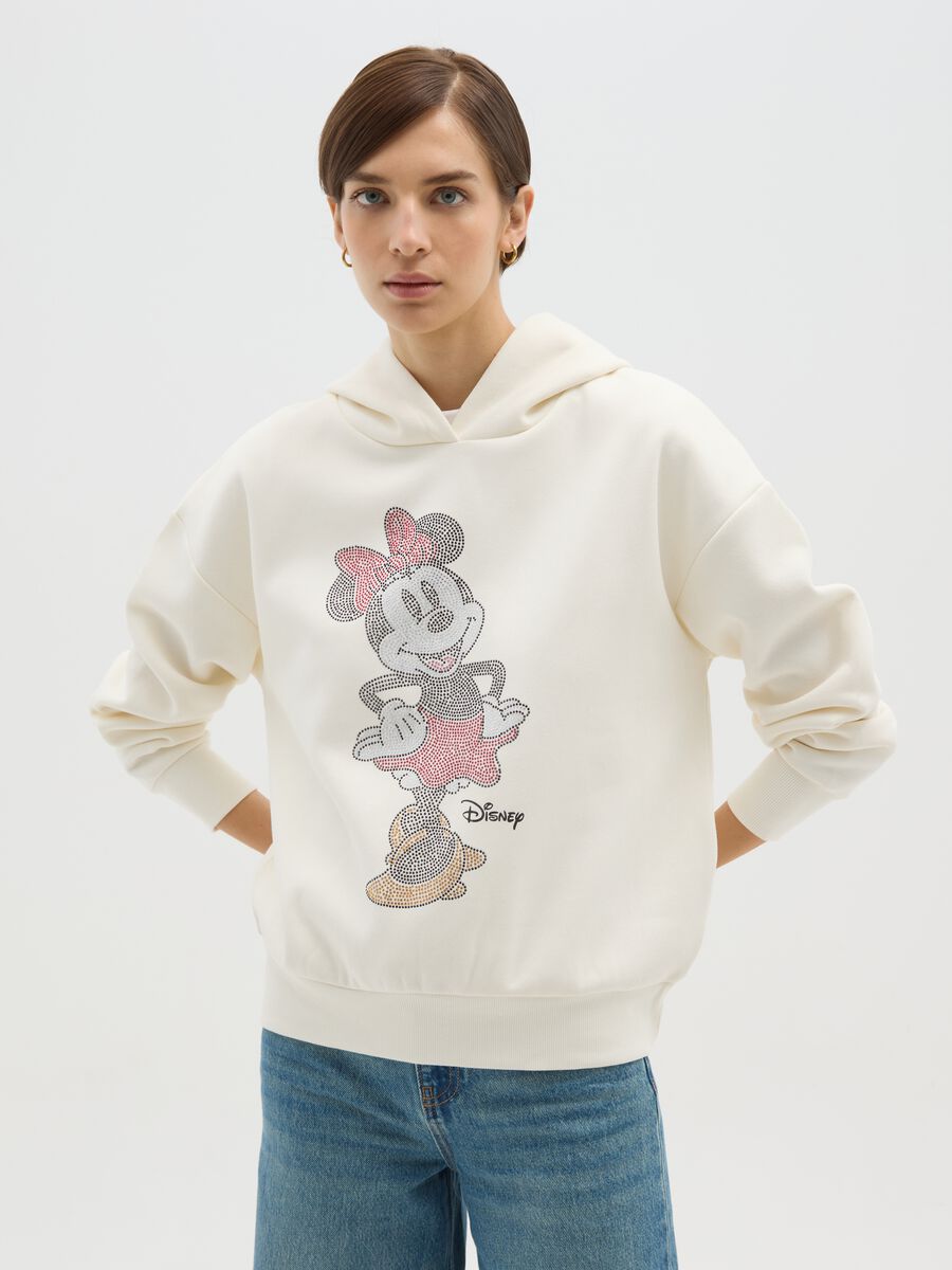 Felpa bianca in misto cotone regular fit con stampa Disney_0