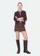 Cardigan marrone girocollo in misto lyocell e lana over fit_1