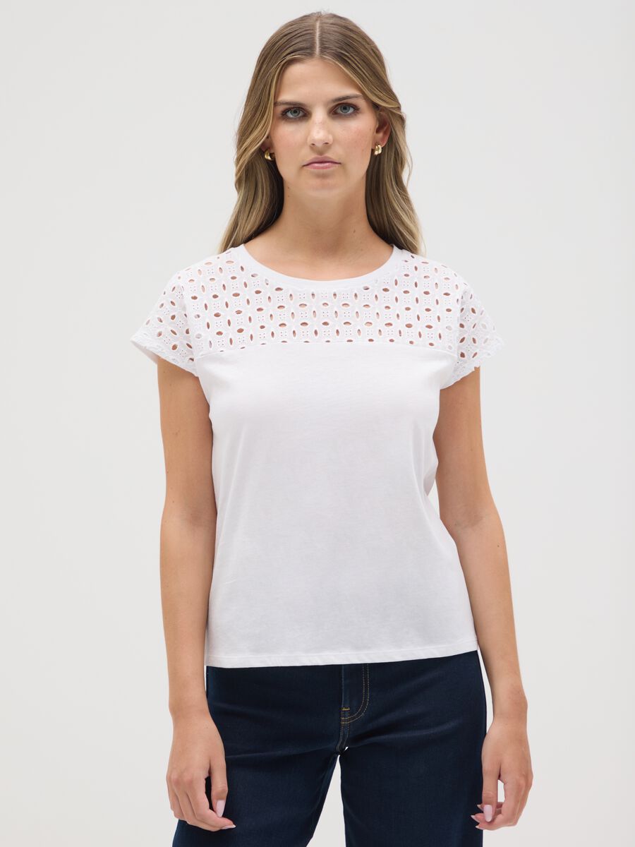 Women's white pure cotton T-shirt regular fit_0