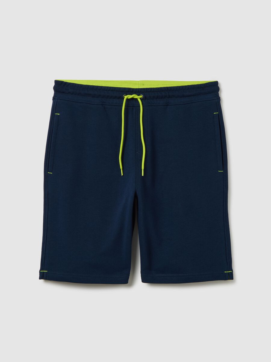 Men's dark blue cotton blend shorts regular fit_4
