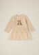 Cream band dress with bear embroidery_0