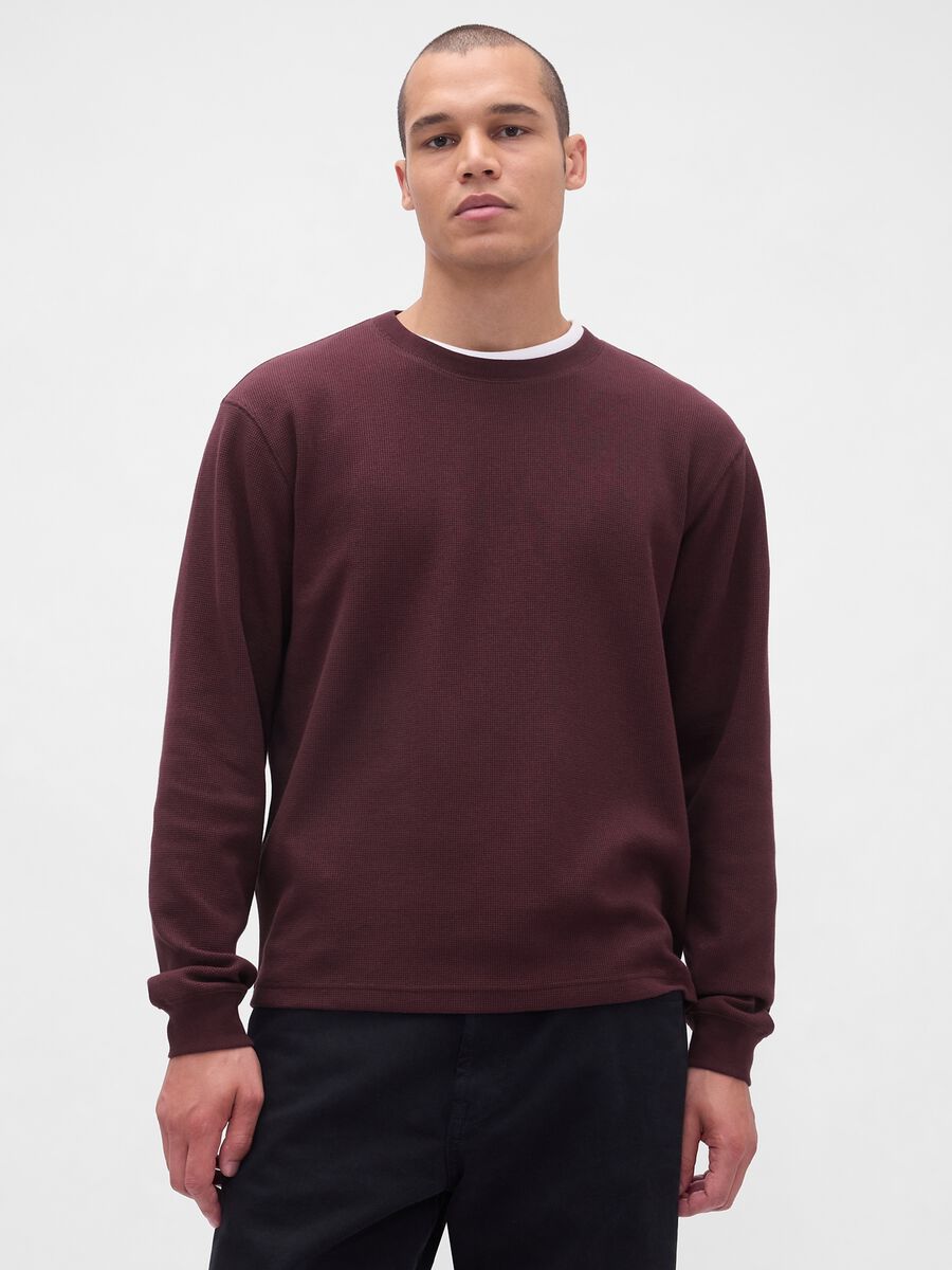 Maglietta a maniche lunghe marrone elasticizzata_0