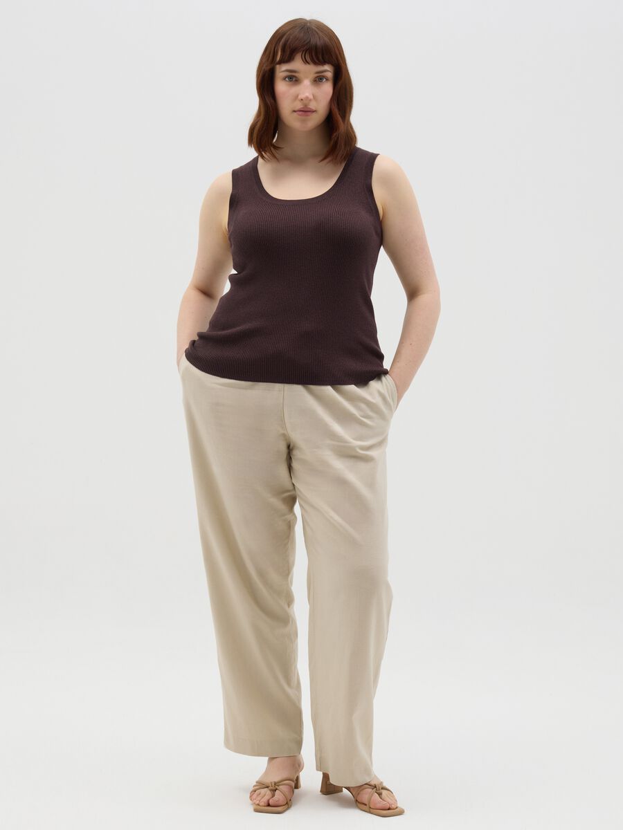 Curvy brown vest top in lurex_0