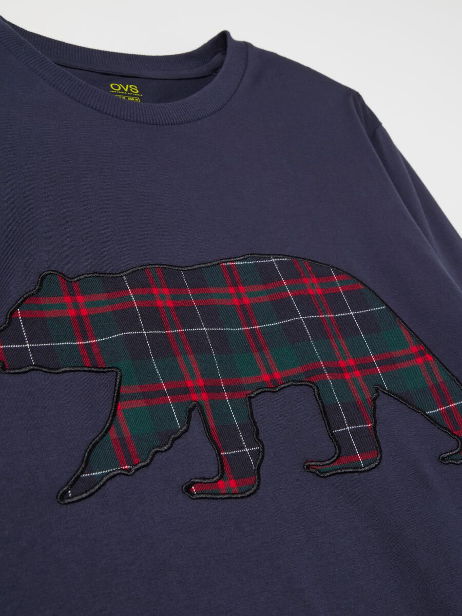 Pyjamas with tartan pattern and animal patch_5