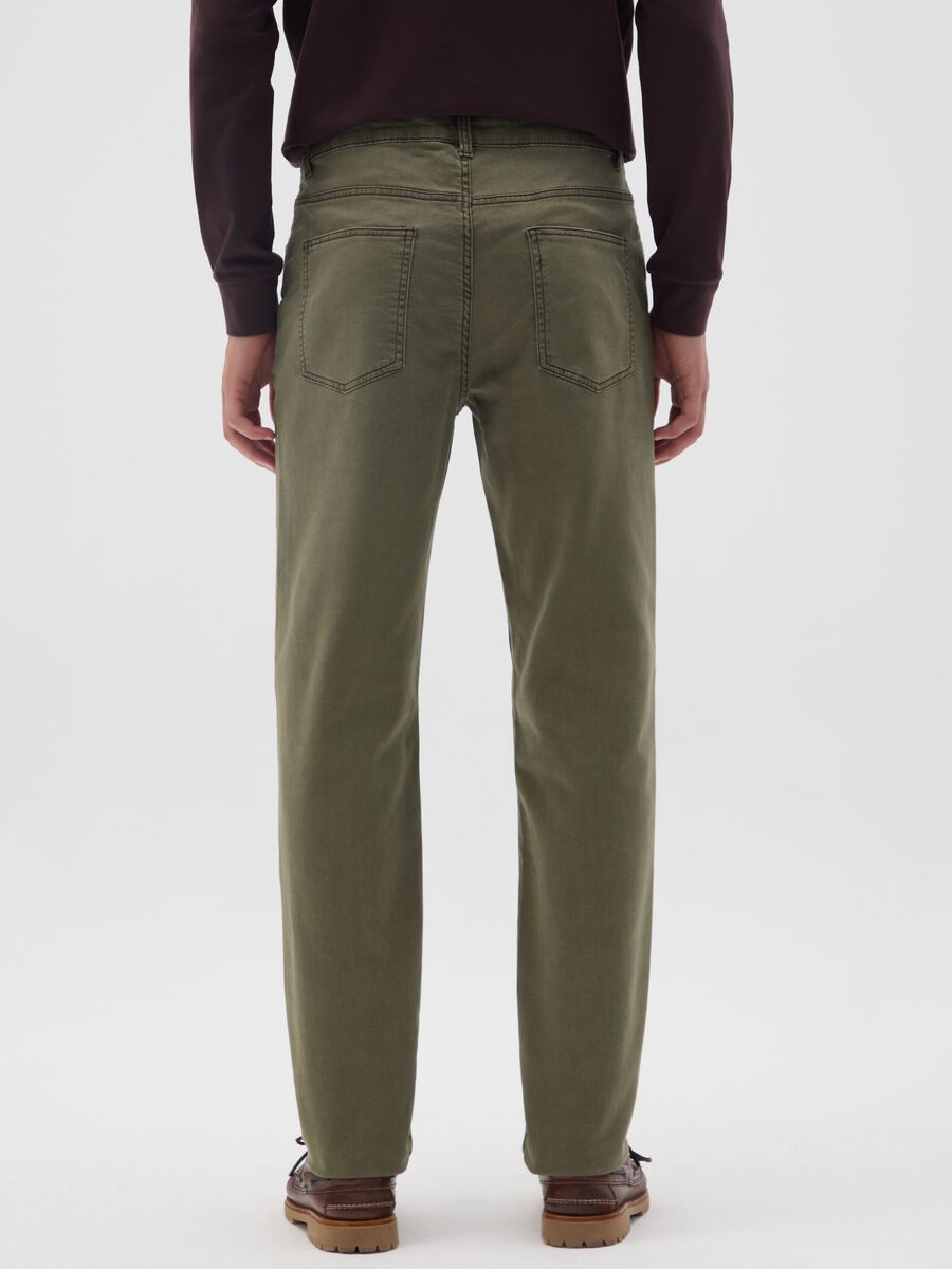 Pantaloni in cotone verde slim fit_2