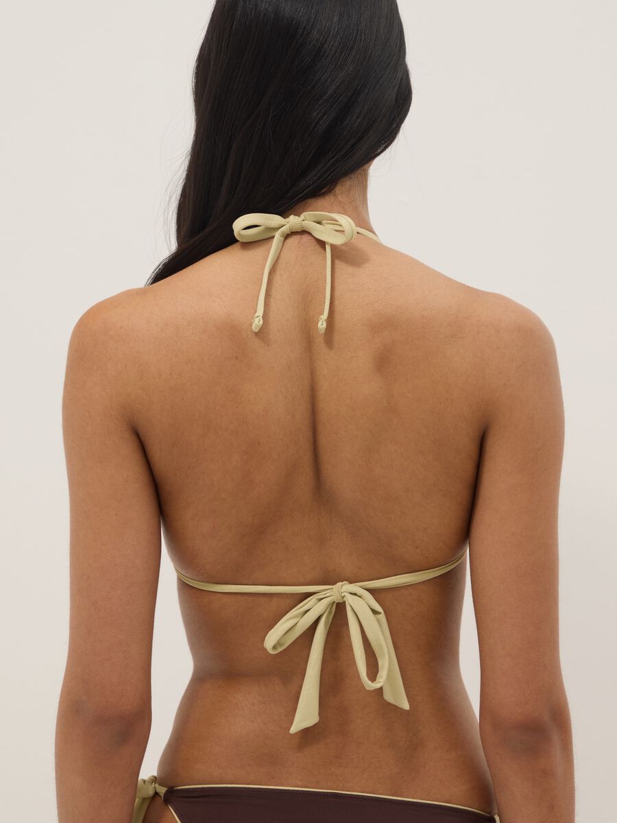 Brown triangle bikini top in stretch fabric_2