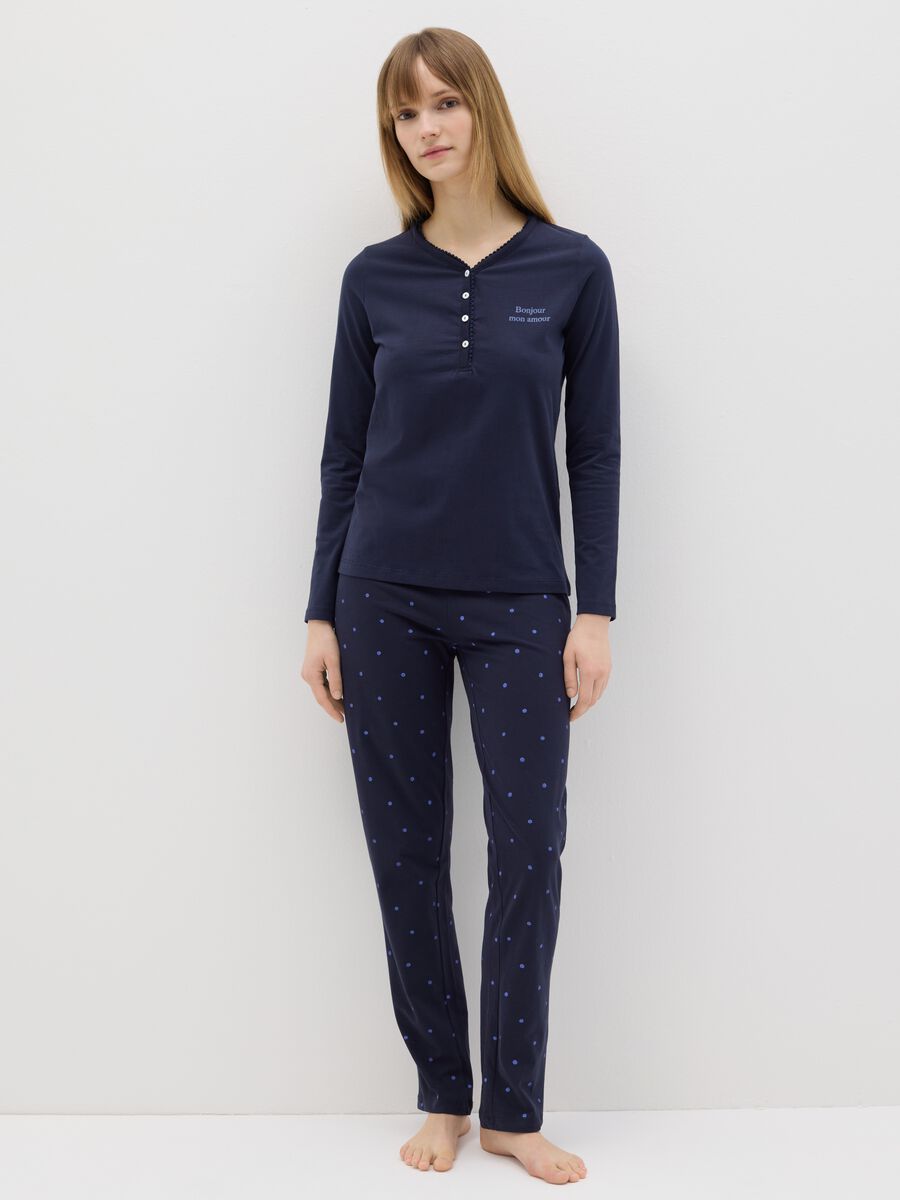 Cotton pyjamas with granddad neckline_0