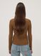 Brown ribbed viscose-blend polo-collar top_3