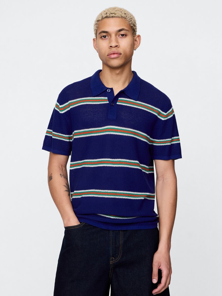 Blue striped cotton blend polo by OVS_0