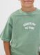 Green oversized pure cotton T-shirt with "Streets are my court" slogan for boys_2