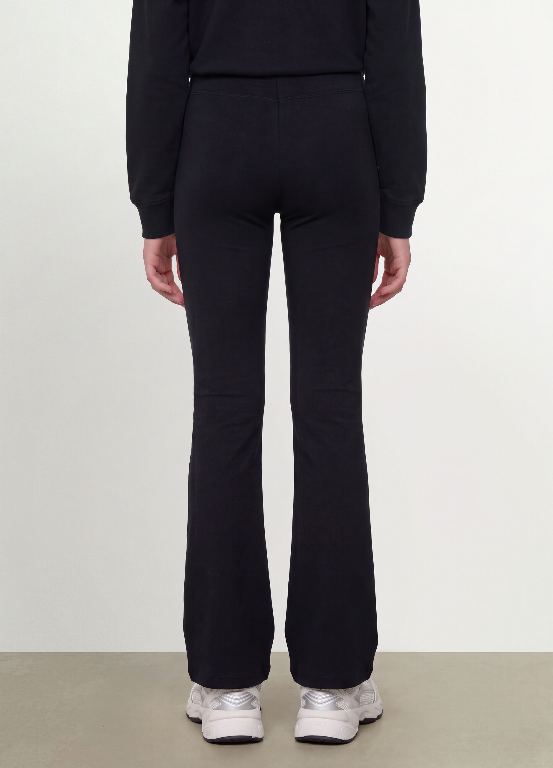 Girls' black slim-fit stretch organic cotton trousers