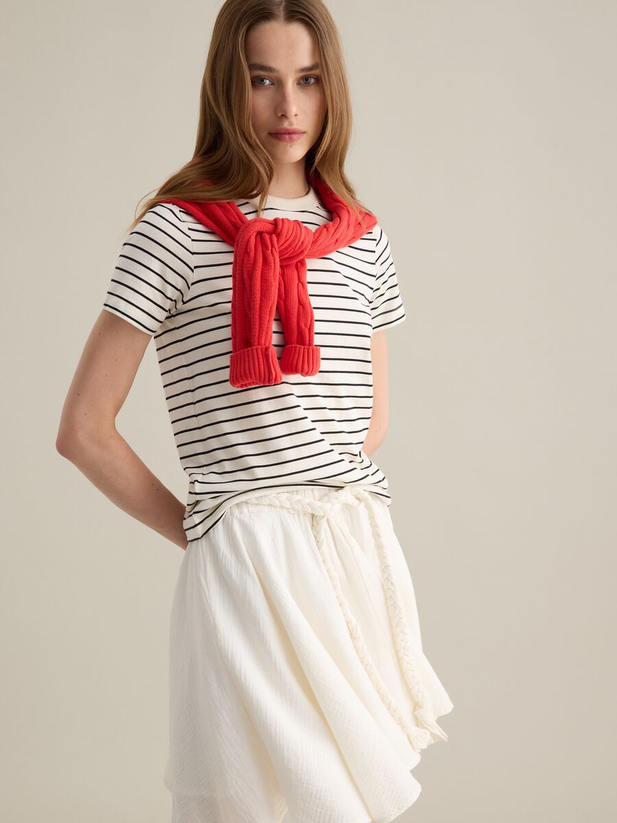 Women's white pure cotton skirt regular fit_1