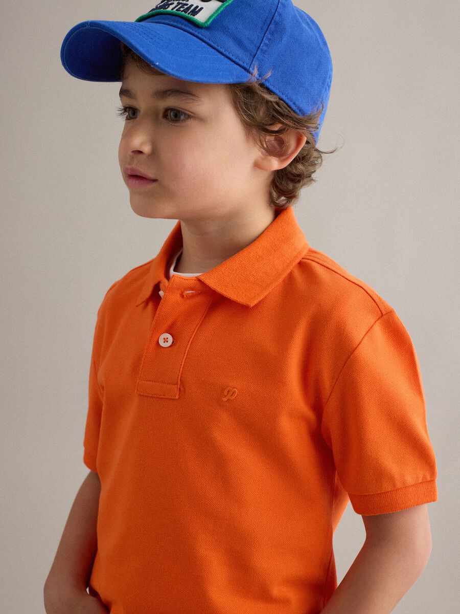 Polo in cotone elasticizzato arancione da bambino regular fit_2