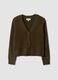 Cardigan verde in lana elasticizzata con scollo profondo a V over fit_4