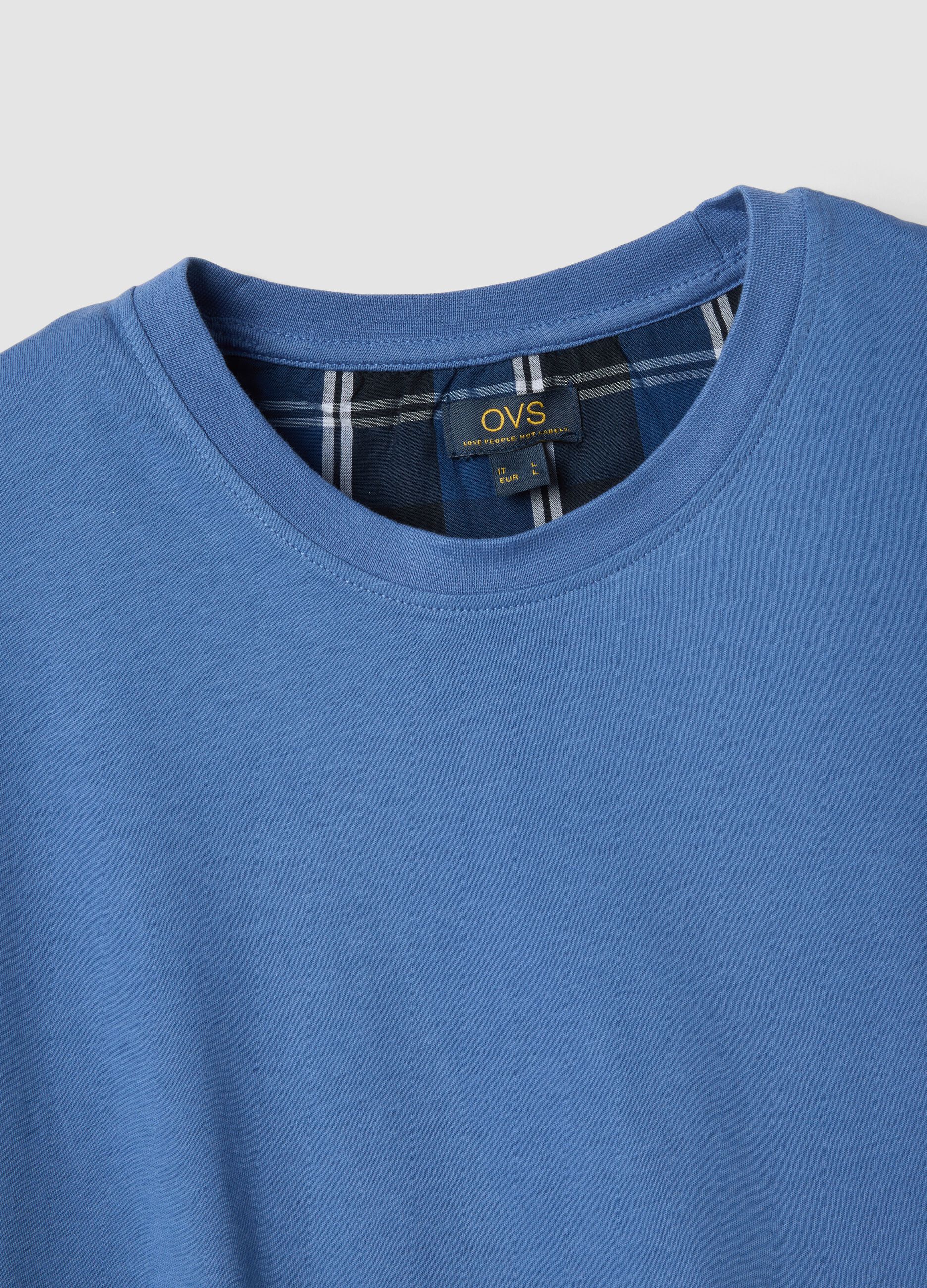 Regular fit short blue checked pure cotton pyjamas