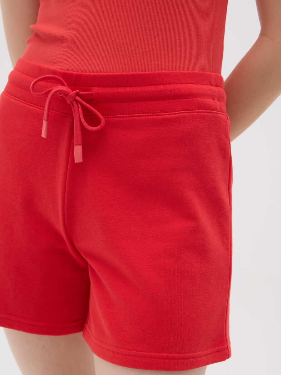 Shorts da donna in misto cotone rossi regular fit_3