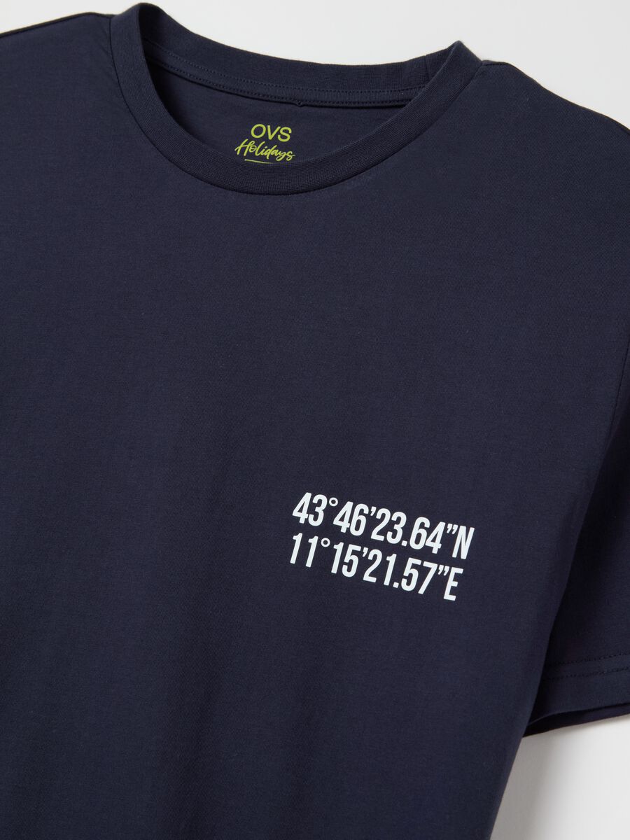 Cotton T-shirt with Santa Maria del Fiore coordinates print_5