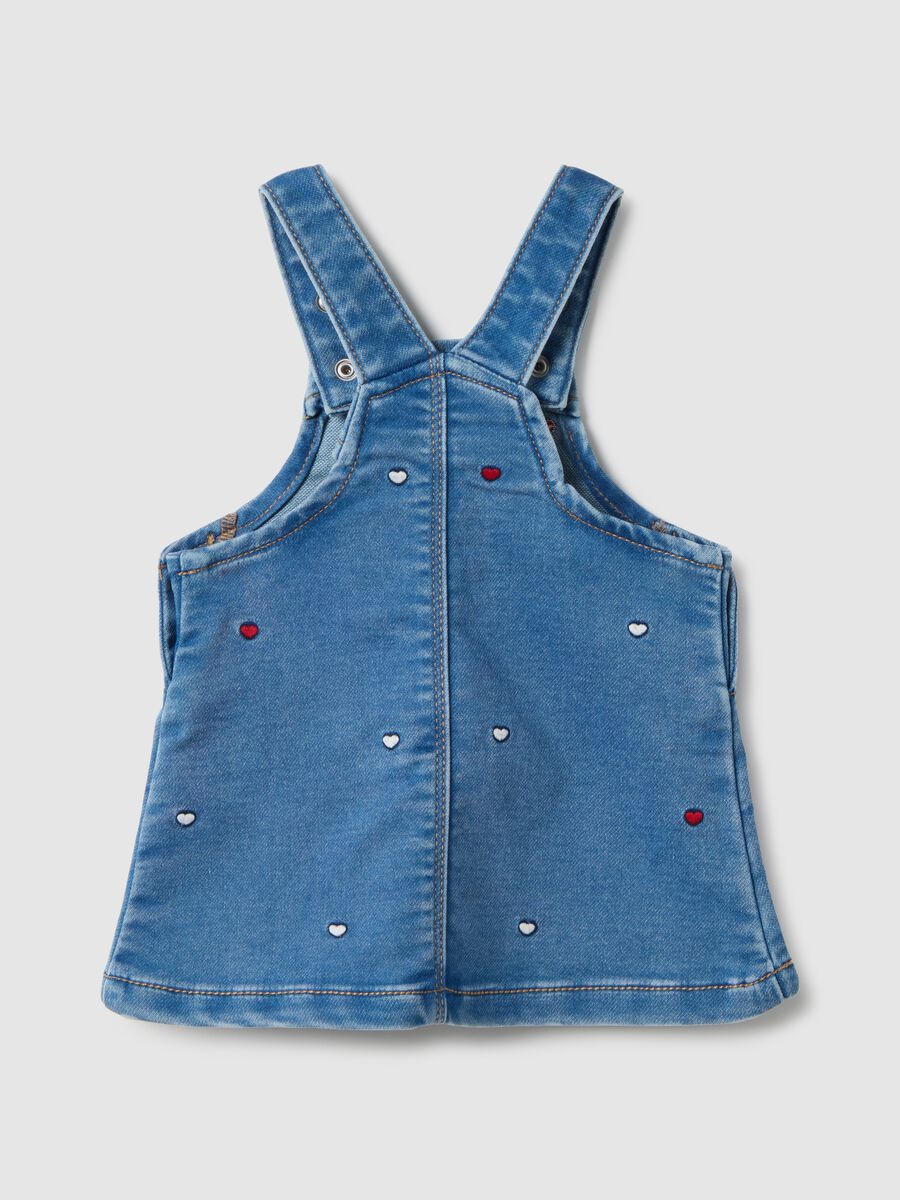 Babygirl blue cotton-blend regular fit dungaree skirt with hearts_1
