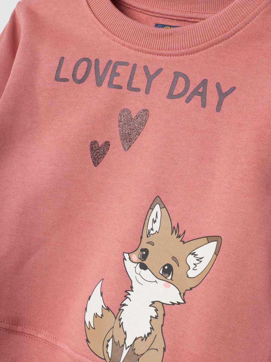 Pink pure cotton jogging set with fox print_3